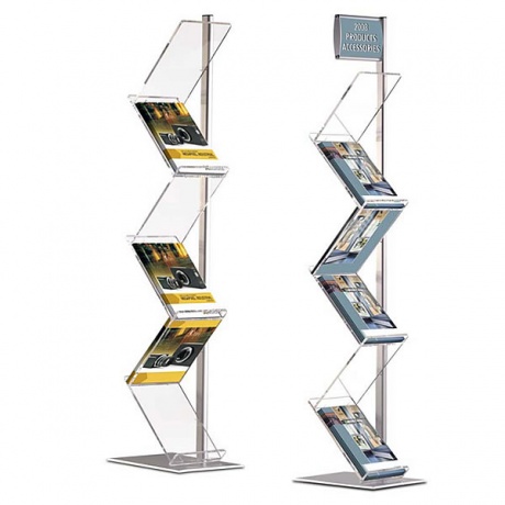 6 x A4 Zig Zag Brochure Stand with Optional Logo Header